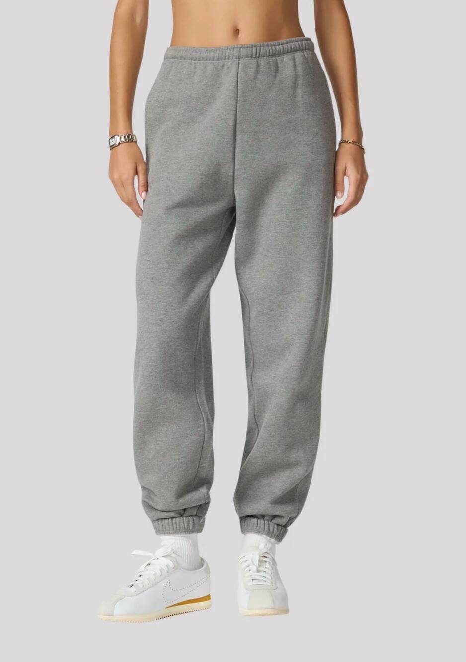 NEW MPG SPORT kathleen boyfriend sweatpants in heather steel grey